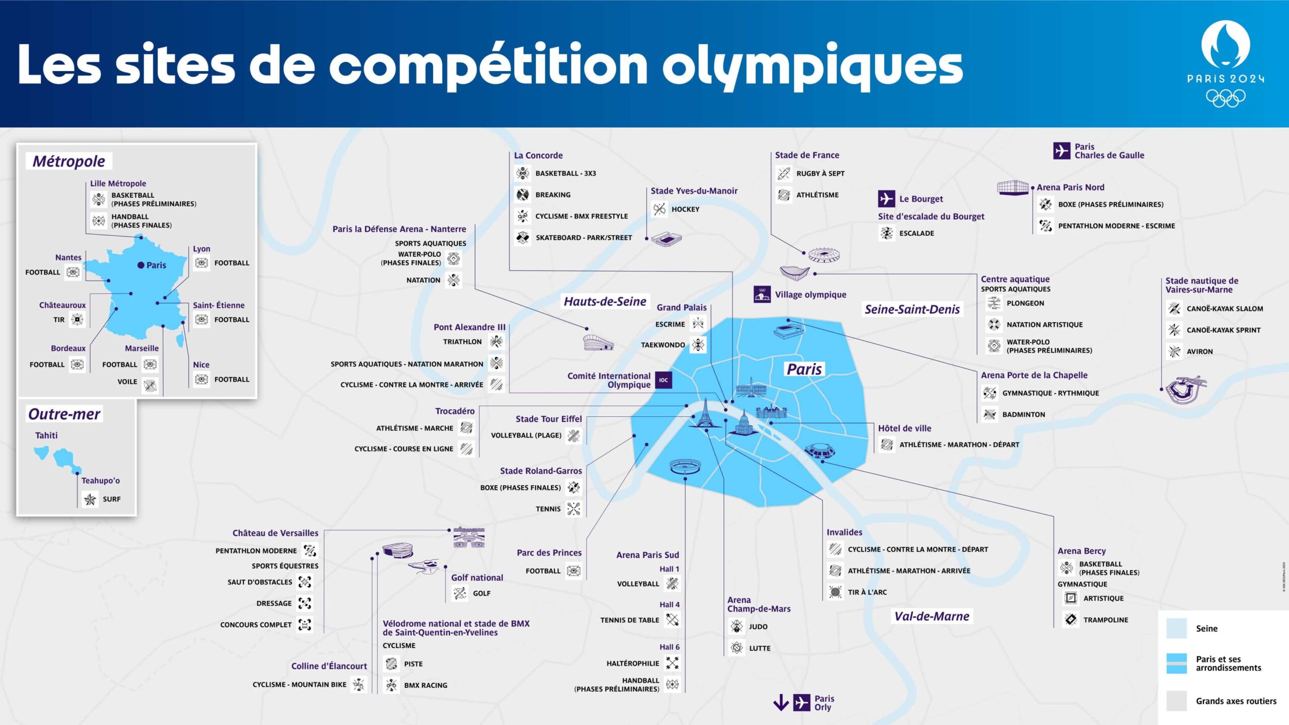 carte sites competition JO Paris 2024
