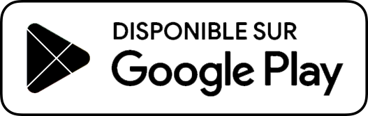 Badge Google blanc pour télécharger l'app sur le Play Store
