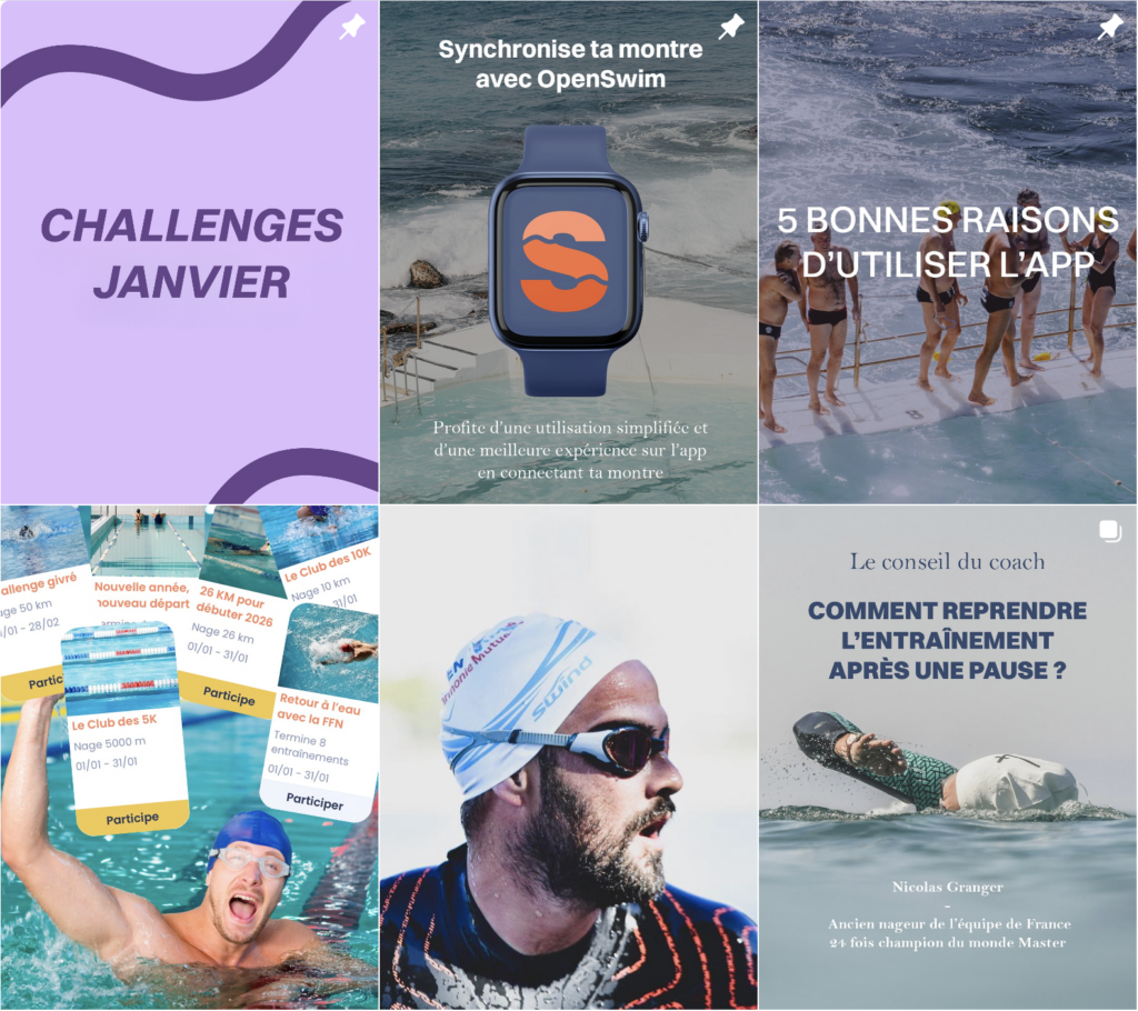 Capture d'écran du compte Instagram de l'app OpenSwim