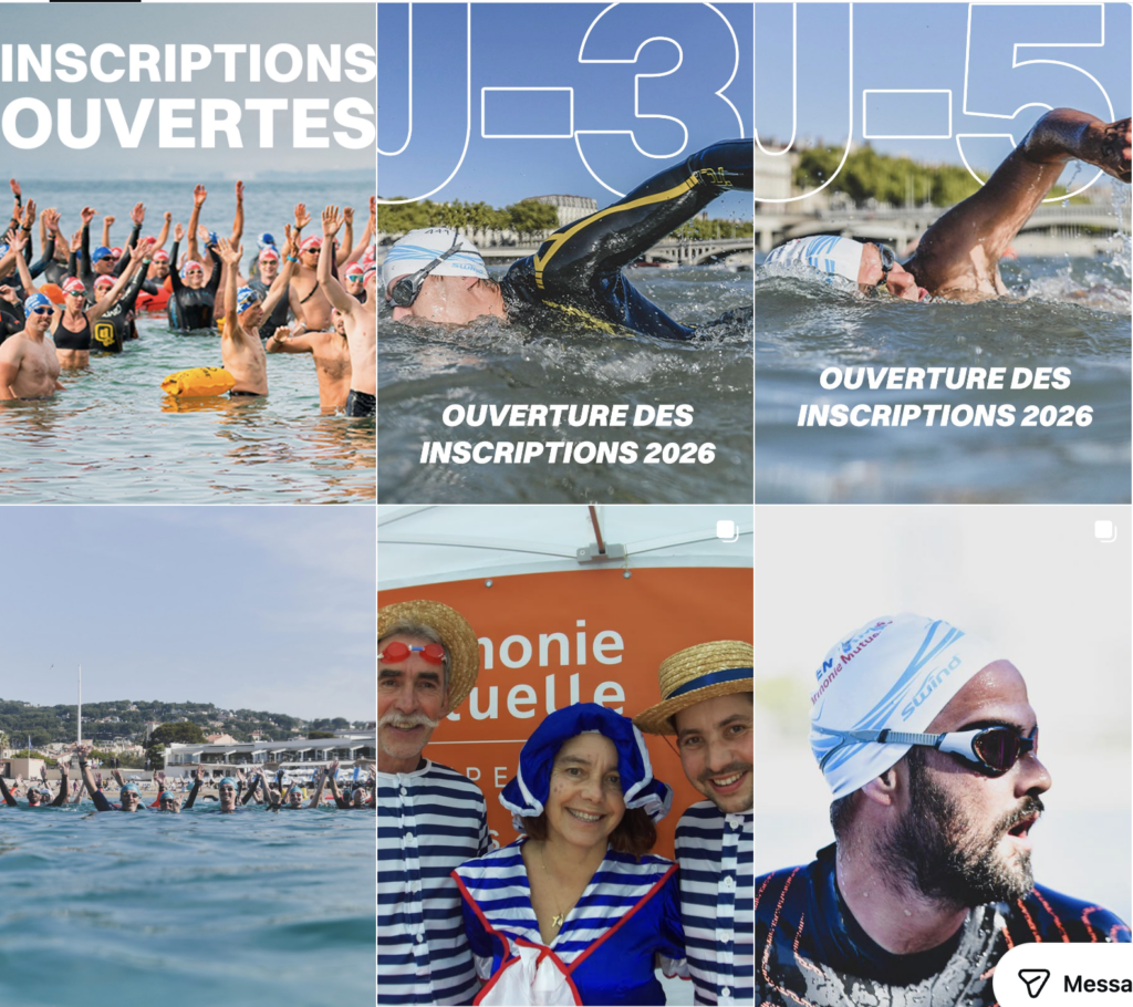 Capture d'écran du compte Instagram des événements OpenSwim