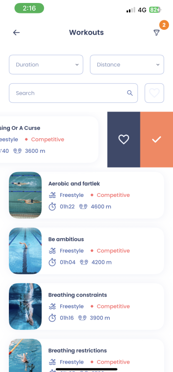 Swipe left on the workout and tap the "heart" icon.
