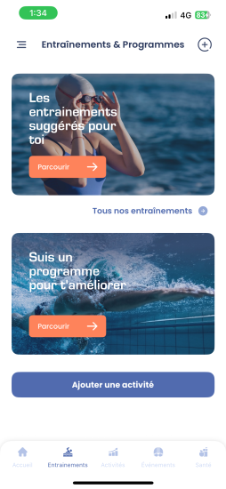 Appuie sur "Tous nos entraînements".